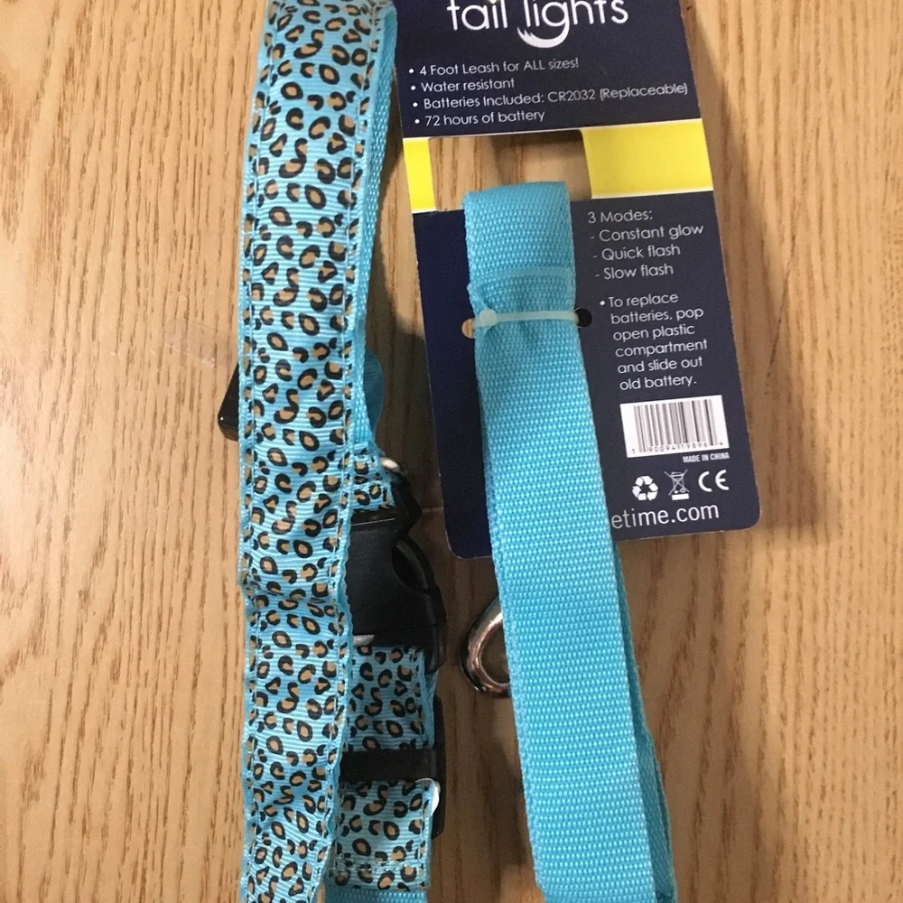 New Unisex Doggie 🐩 LED Pet Safety 4’ Leash & Collar Quick Slow Flash Constant